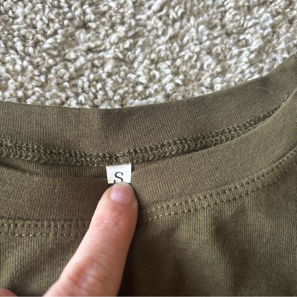 Olive Green Twist Front Short Sleeve Top - Picture 3 of 4